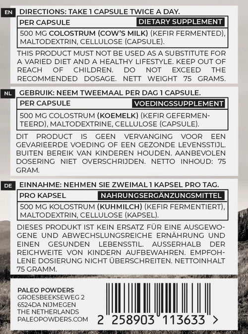 PALEO POWDERS - Kolostrum (Kefir Fermented), 120 Kapsul