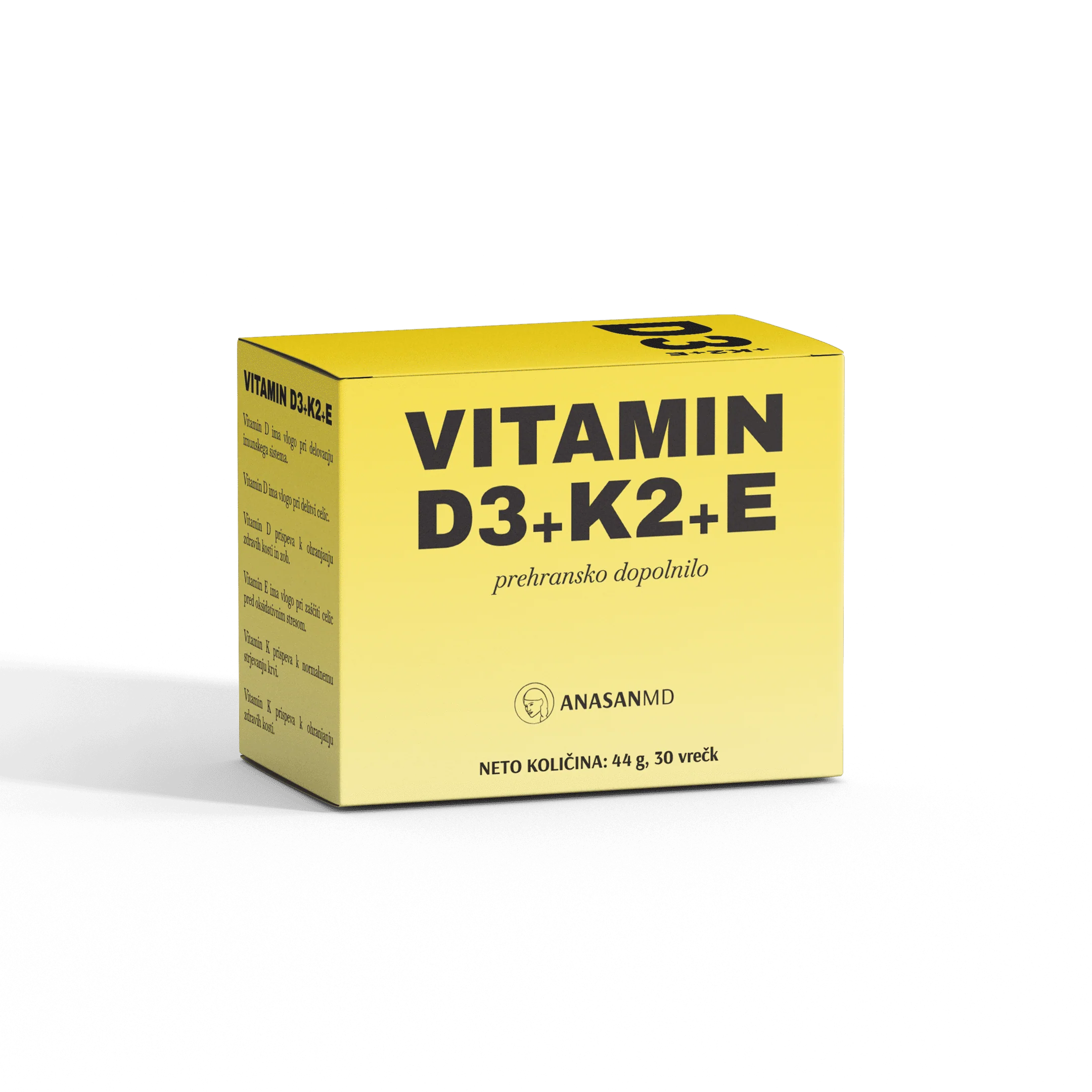 Vitamin D3 + K2 + E, 44g (30 vrečk)