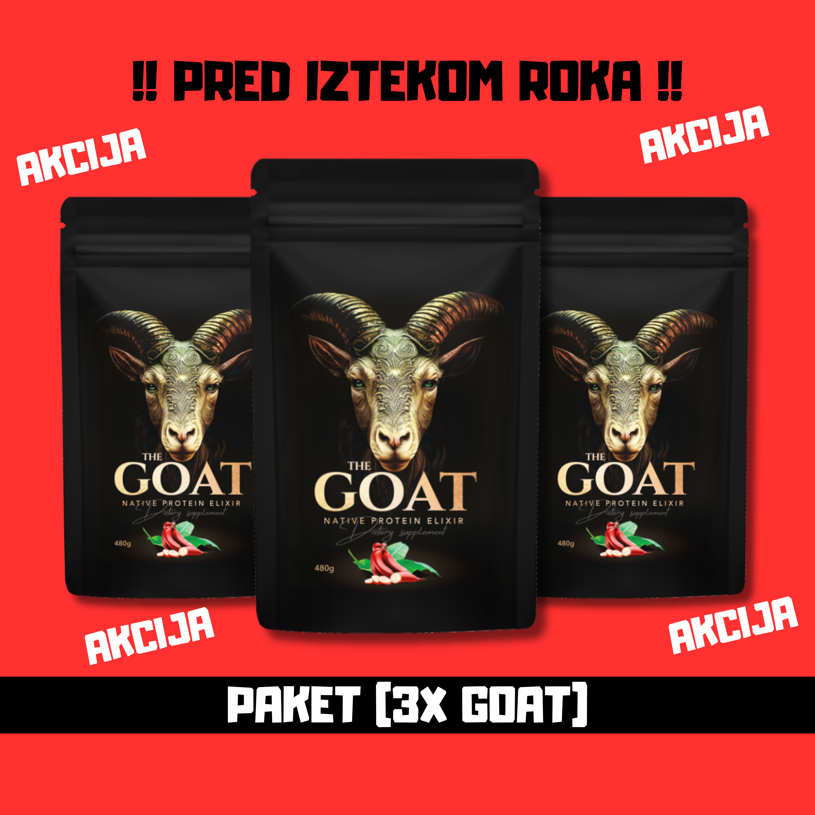 3x GOAT - Naravne Kozje Beljakovine, 480g